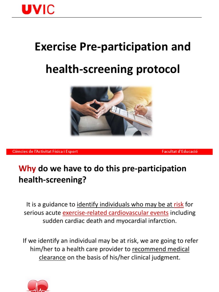Exercise Preparticipation and Health Screening Protocol (Content PDF