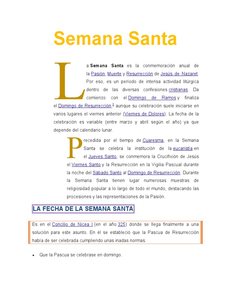 Fechas y Significado de Semana Santa | PDF | Pascua de Resurrección ...