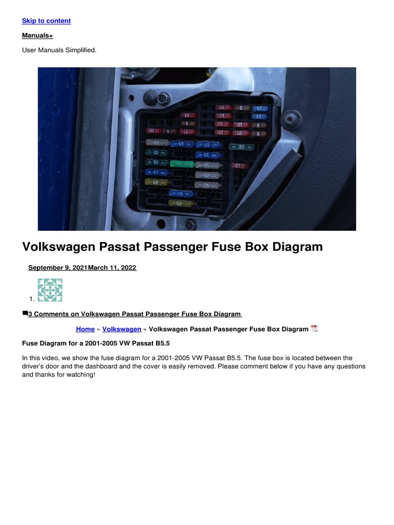 2017 Vw Passat Fuse Box Diagram