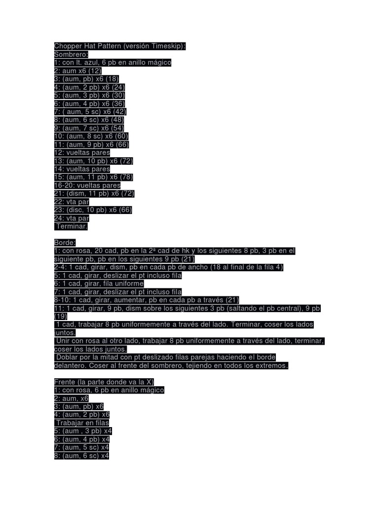 Chopper Hat Pattern Azul PDF