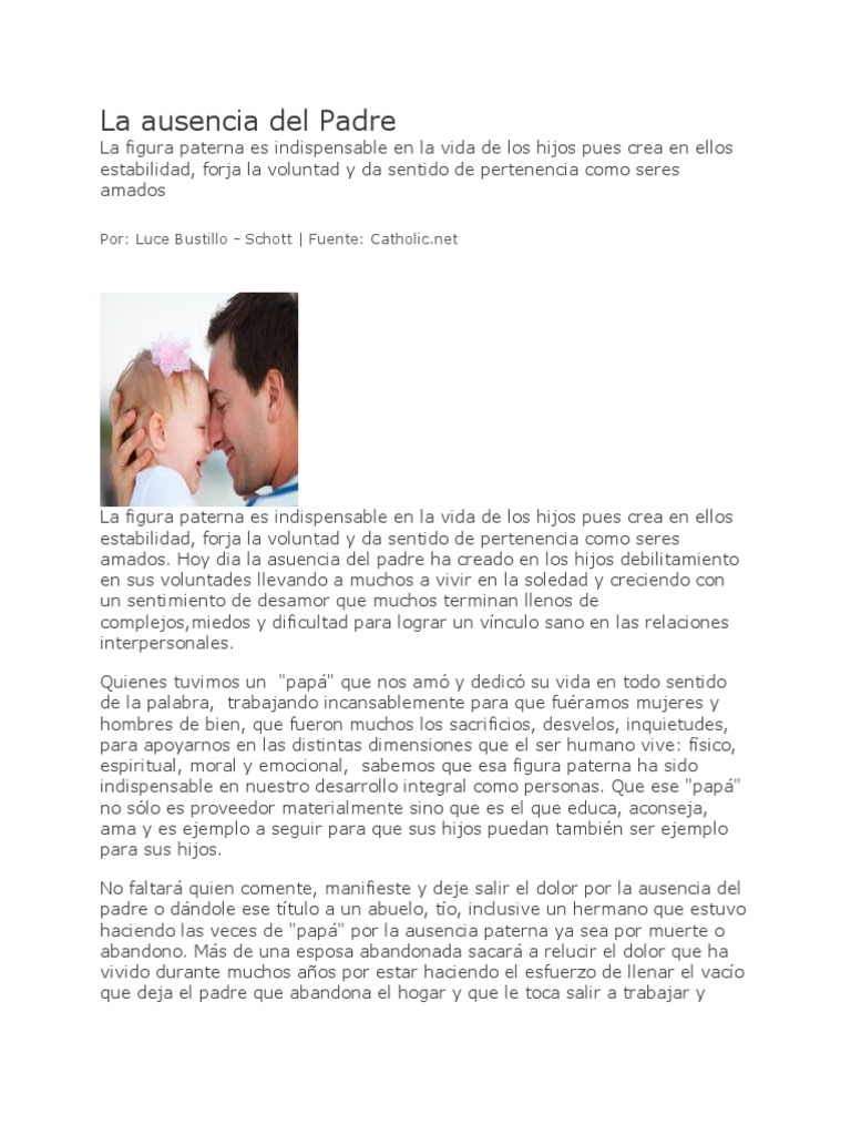Impacto de la ausencia paterna en los hijos | PDF | Salud y bienestar