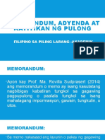 Memorandum, Adyenda at Katitikan NG Pulong