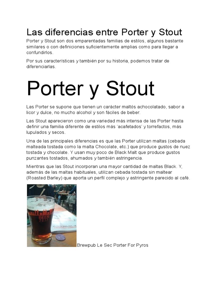 Cervezas Porter y Stout PDF Cerveza Fabricación de cerveza