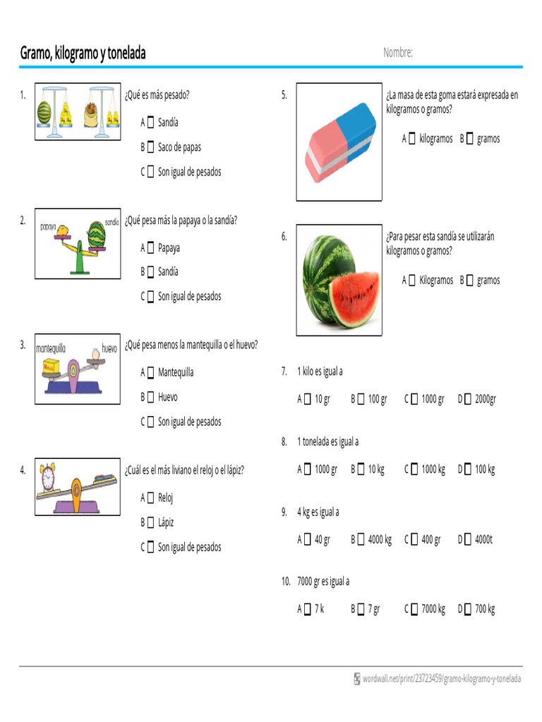 Gramo Kilogramo y Tonelada | PDF | Kilogramo