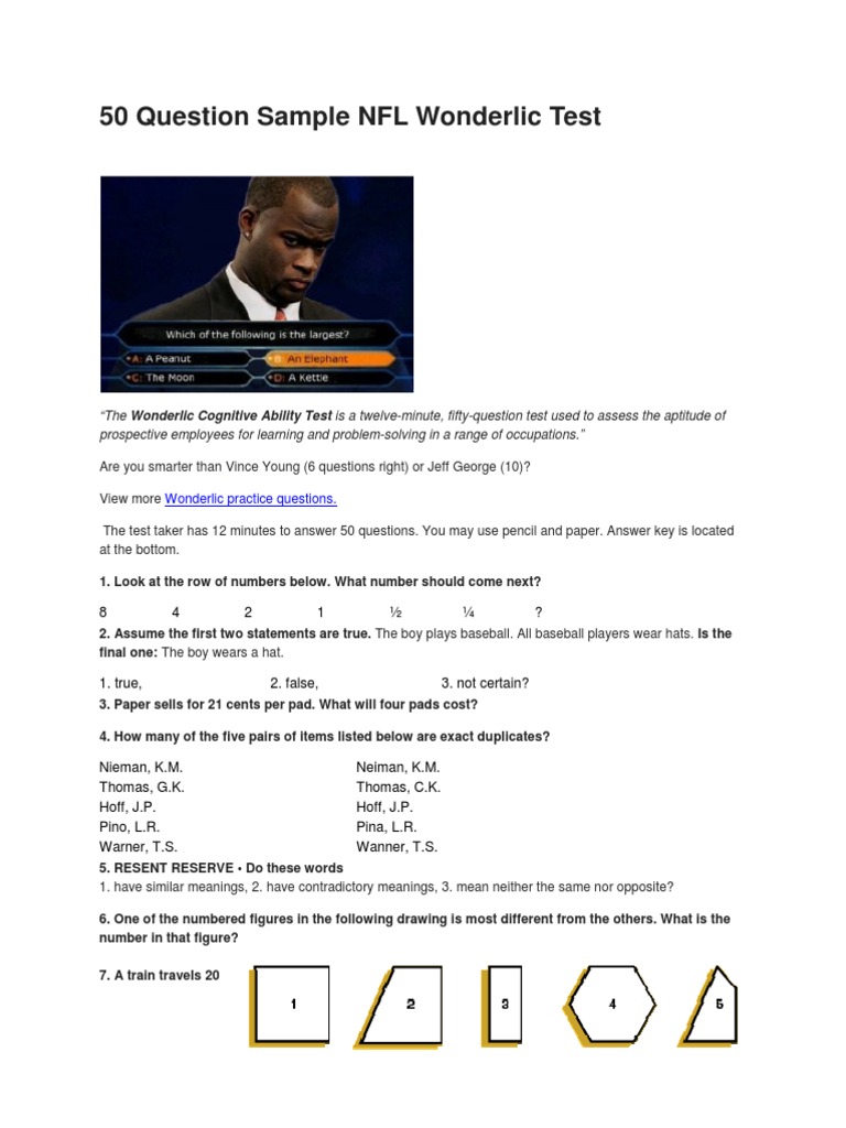 Wonderlic Sample Test | PDF | Rocket | Rocket Engine