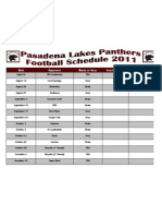 Pasadena Panthers Schedule
