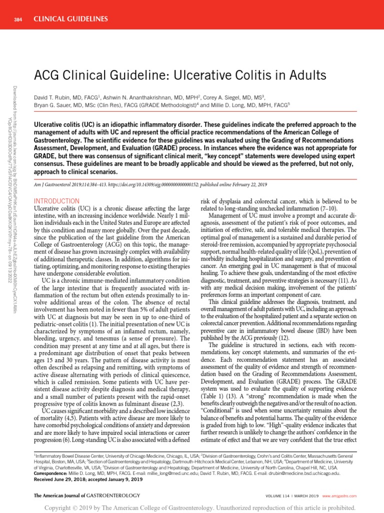 ACG Clinical Guideline Ulcerative Colitis In.10 PDF Ulcerative