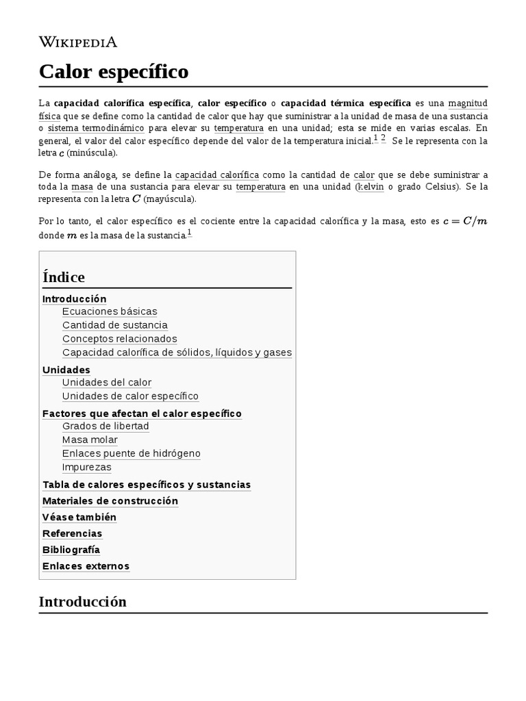 Calor Específico | PDF | Capacidad calorífica | Temperatura