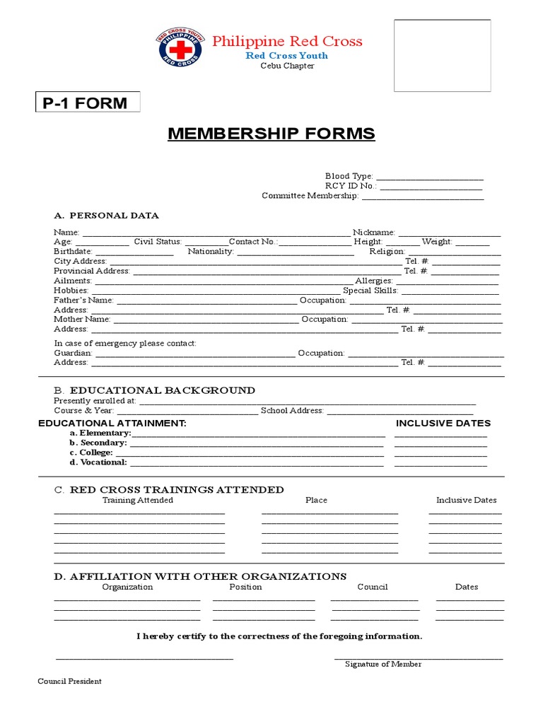 Membership form pdf
