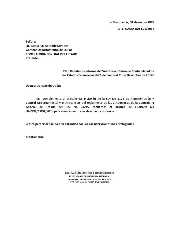 Informe de Control Interno | PDF | Contabilidad | Auditoría