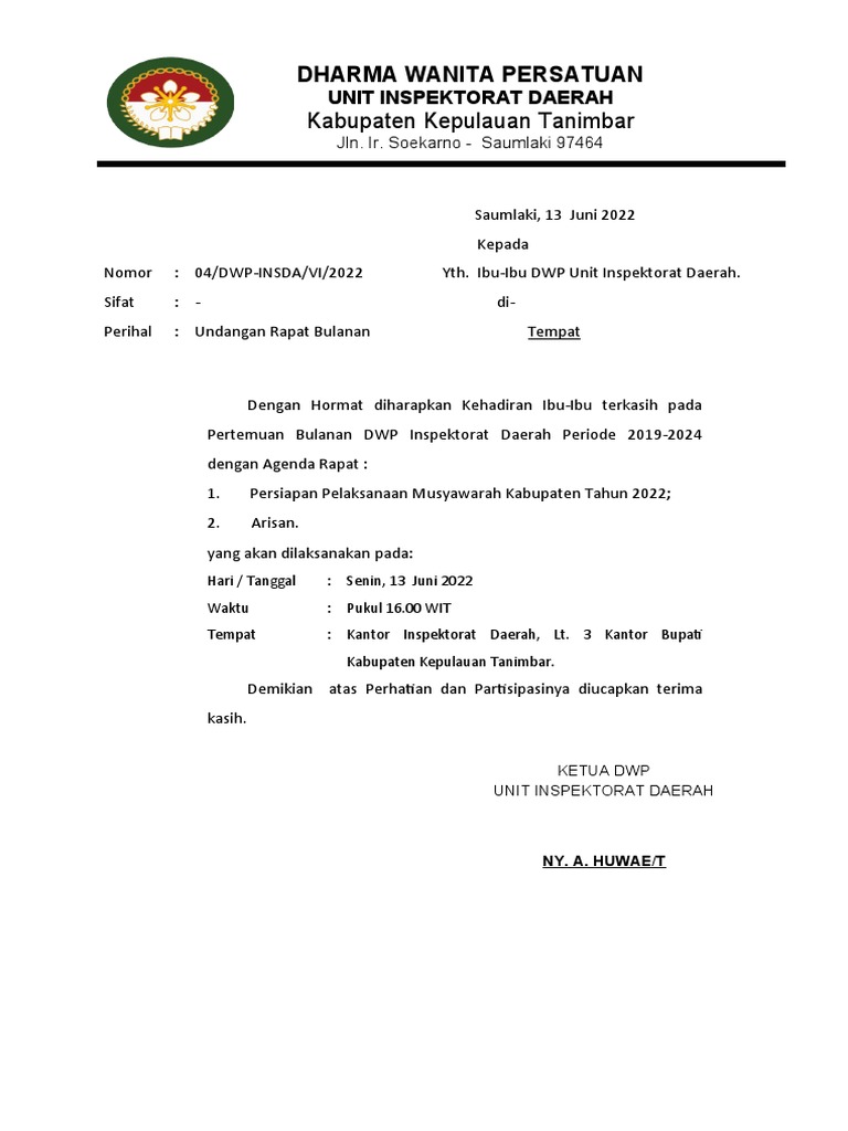 Undangan Rapat Bulanan | PDF