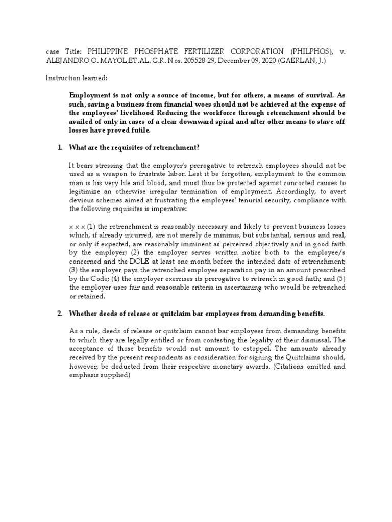 Philippine Phosphate Fertilizer Corporation (Philphos), V. Alejandro O ...