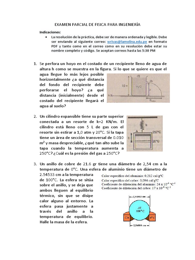 EXAMEN PARCIAL DE FISICA PARA INGENIERÍA | PDF