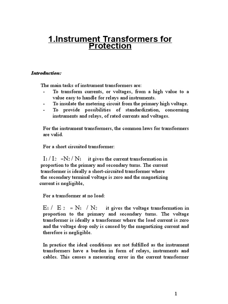 Instrument Transformers for Protection | PDF | Transformer | Resonance