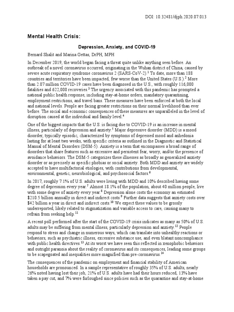 Depression Anxiety and Covid 19 | PDF | Mental Disorder | Substance Abuse