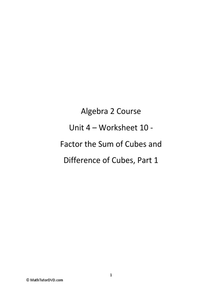 Algebra+2+Course+ +unit+4+ +lesson+10+ +worksheet | PDF | Factorization ...