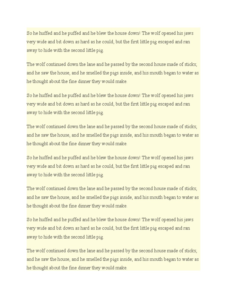 So He Huffed and He Puffed and He Blew The House Down PDF Animal