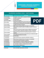 Calendario Academico 2022 Segundo Semestre. 10ago2022