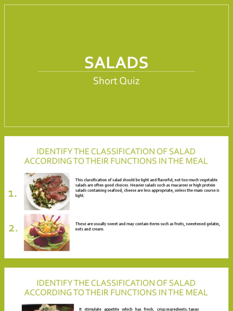 Salads Quiz PDF Salad Meal