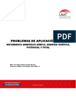 Problemas de Aplicación #01. Movimiento Armónico Simple. Energía Cinética. Potencial y Total. Física de La Masa y La Energía. Ciclo 2022 - II