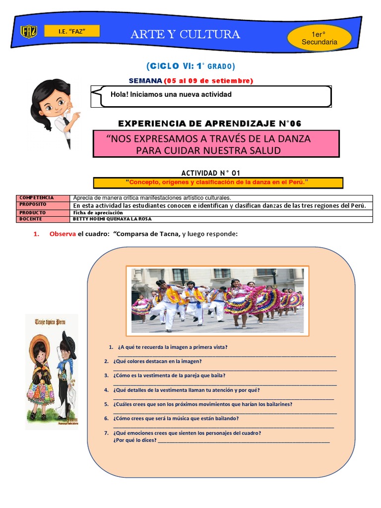 1r° Actividad 01 Exp. 06 | PDF | Bailes | Ballet