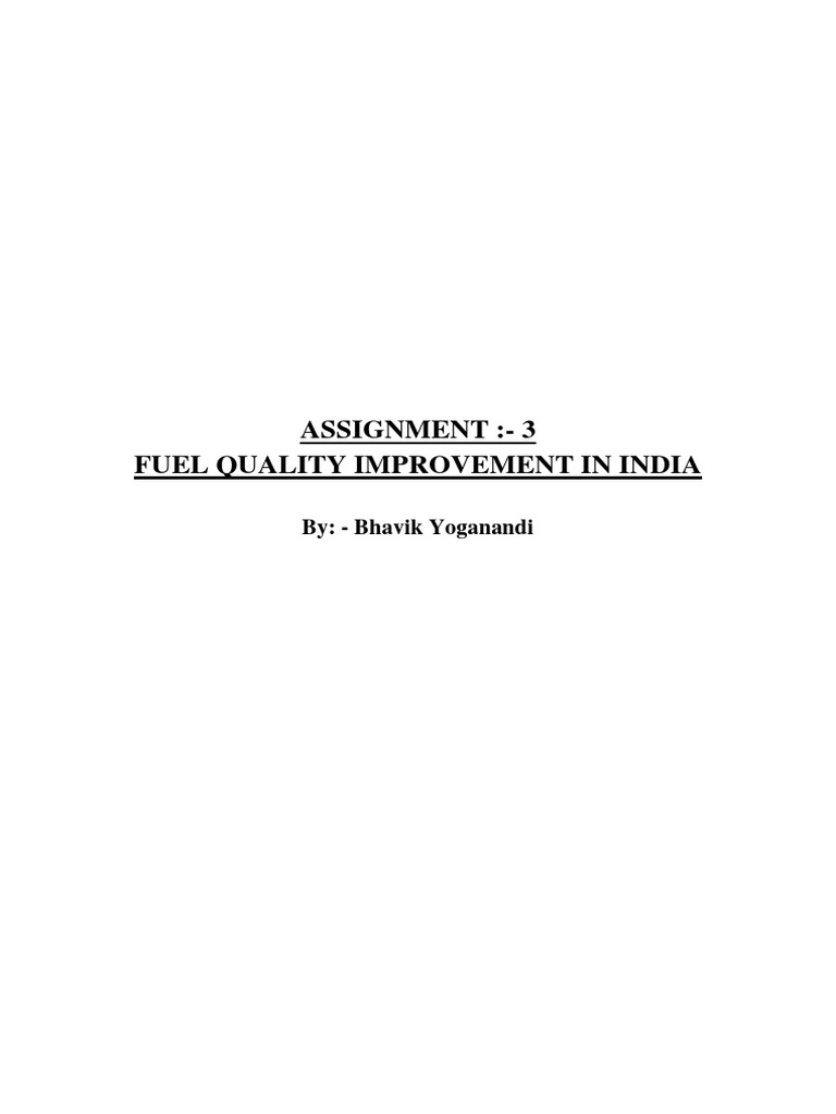 Fuel Quality Improvement in India PDF Diesel Fuel Gasoline