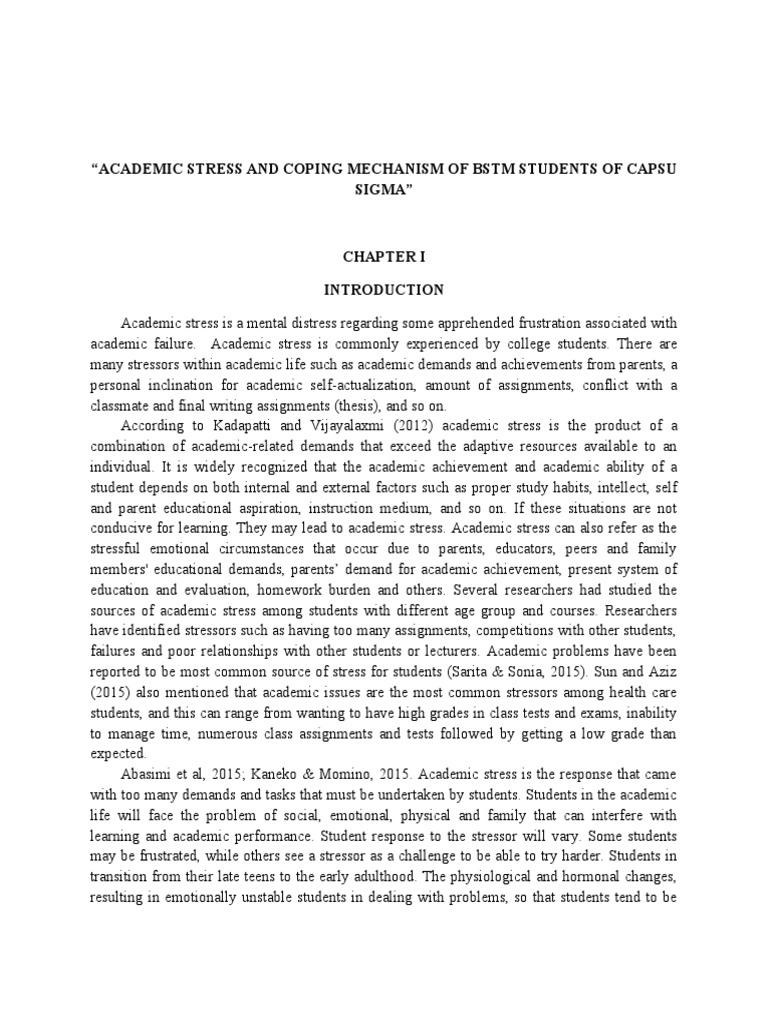 Mental Health Academic Stress And Coping Strategies Among College Students