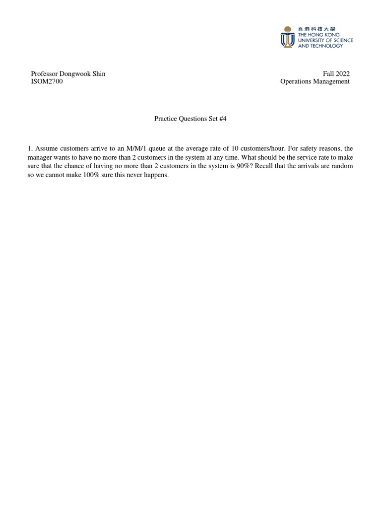 ISOM2700 Practice Set4 Updated | PDF