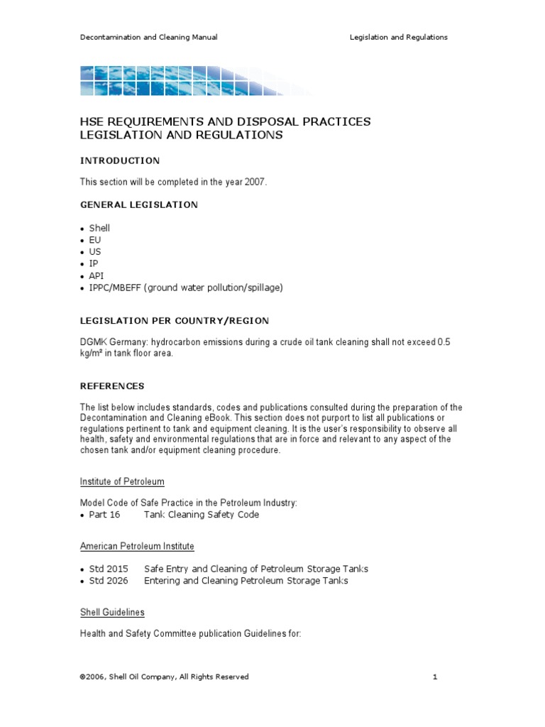 Decontamination and Cleaning Manual L1 04 HSE Requirements and Disposal ...