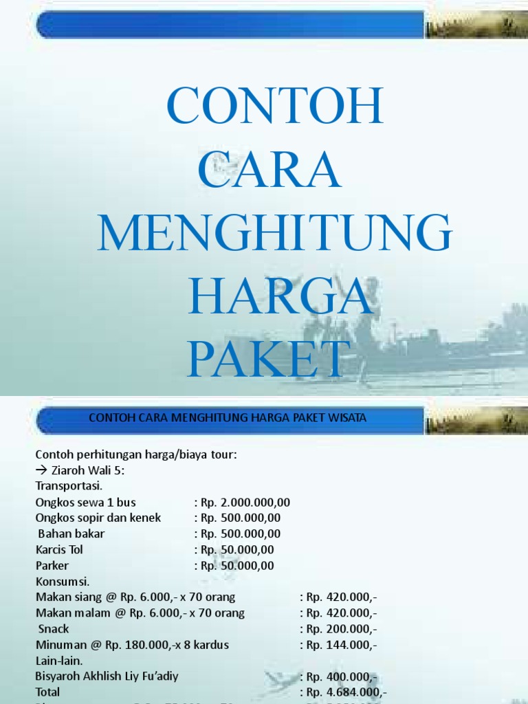 Contoh Cara Menghitung Harga Paket Wisata | PDF