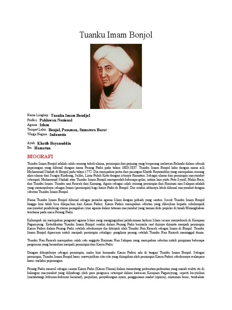 Tuanku Imam Bonjol | PDF | Politik | Sejarah