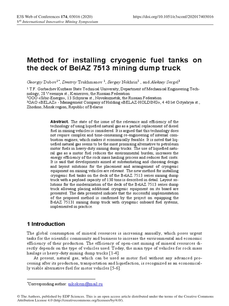 Method For Installing Cryogenic Fuel Tanks On The | PDF | Liquefied ...