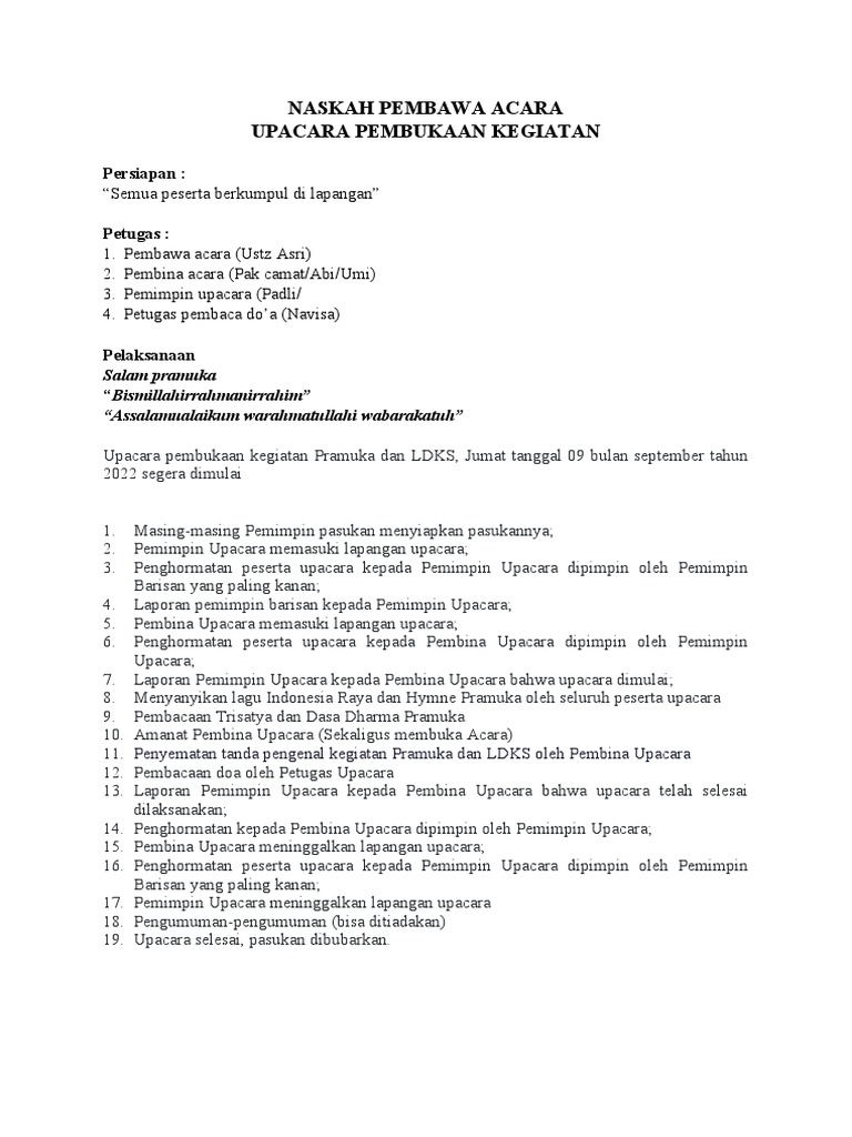 Naskah Pembawa Acara | PDF