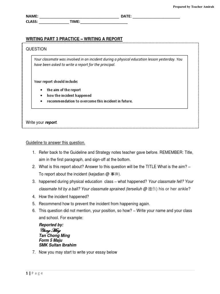 SPM Report Writing Exercise | PDF