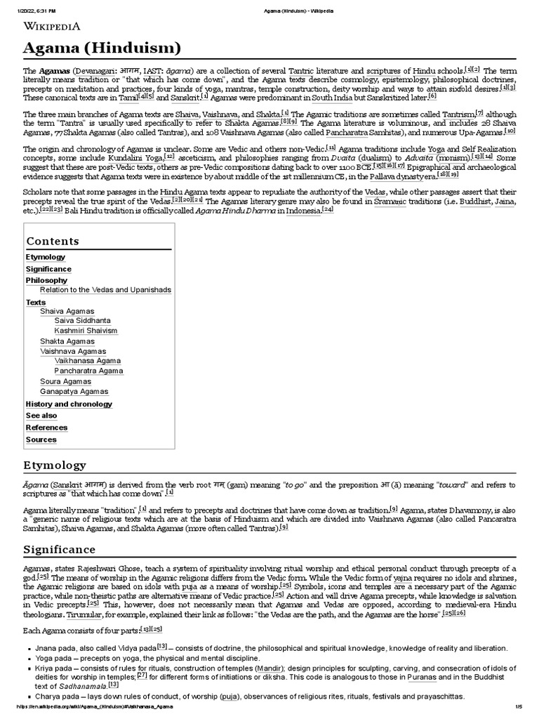 Agama (Hinduism) Wikipedia PDF Religious Faiths Indian Religions