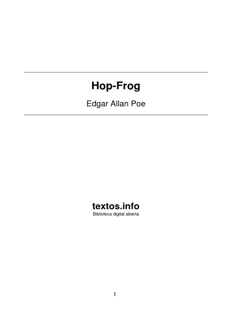 Edgar Allan Poe HopFrog PDF Edgar Allan Poe