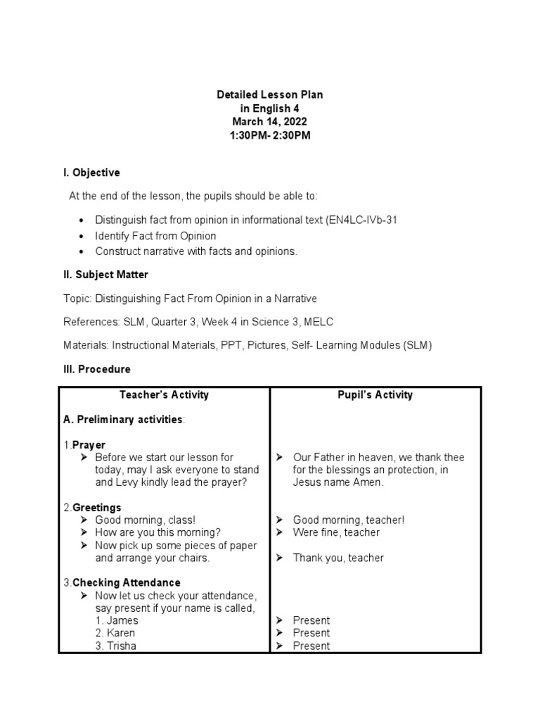 Detailed Lesson Plan In Science 3 Cot Pdf Lesson Plan Cognition
