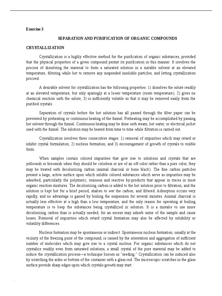Chem Lab Experiment PDF Crystallization Filtration
