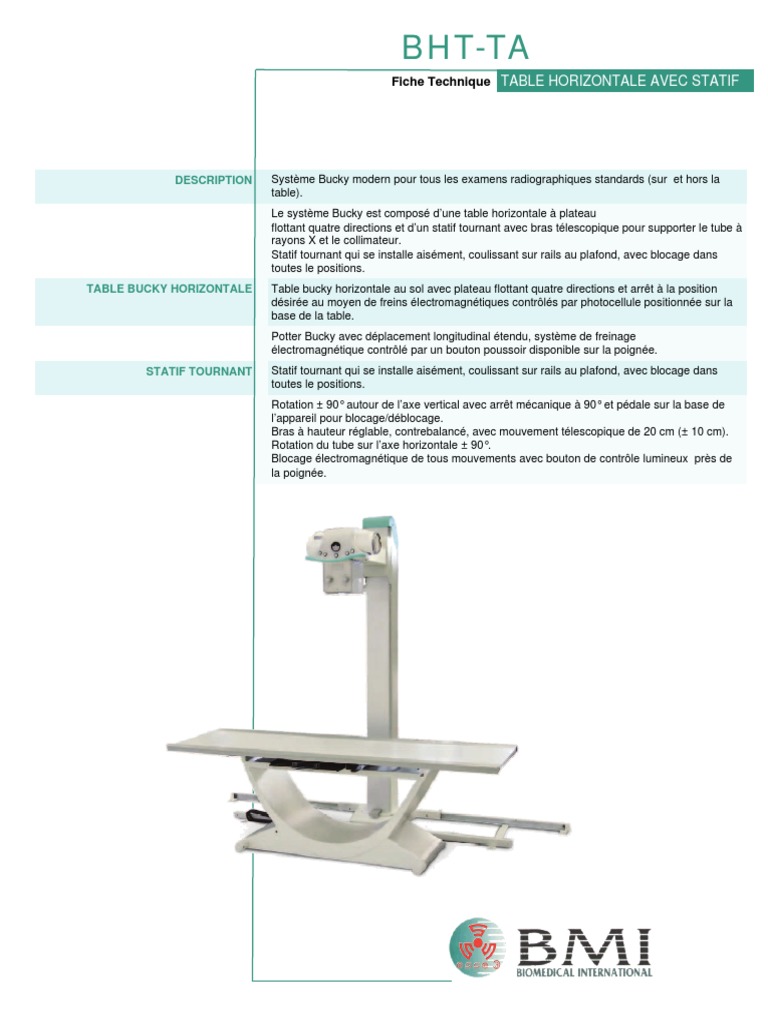 Système Bucky : Table Horizontale et Statif | PDF | Frein | Véhicules