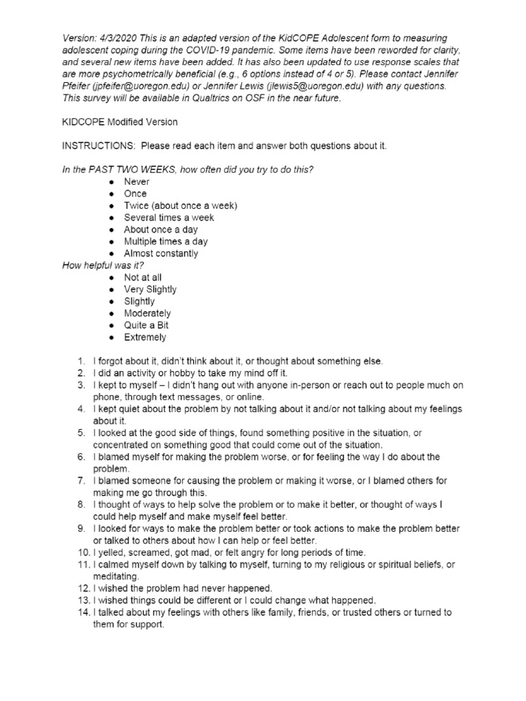 OSF - 040320 Modified KidCOPE | PDF