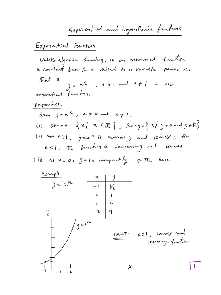 Exponential and Logarithmic Function | PDF