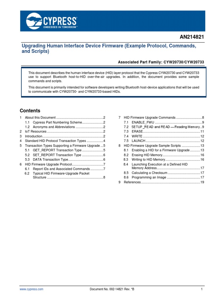 InfineonAN214821 Upgrading Human Interface Device Firmware (Example