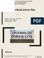 Overhead Power Line: Profesor: Dr. Jovana Vilimonovic Student: Milan Vidovic Index Number: 3/2021