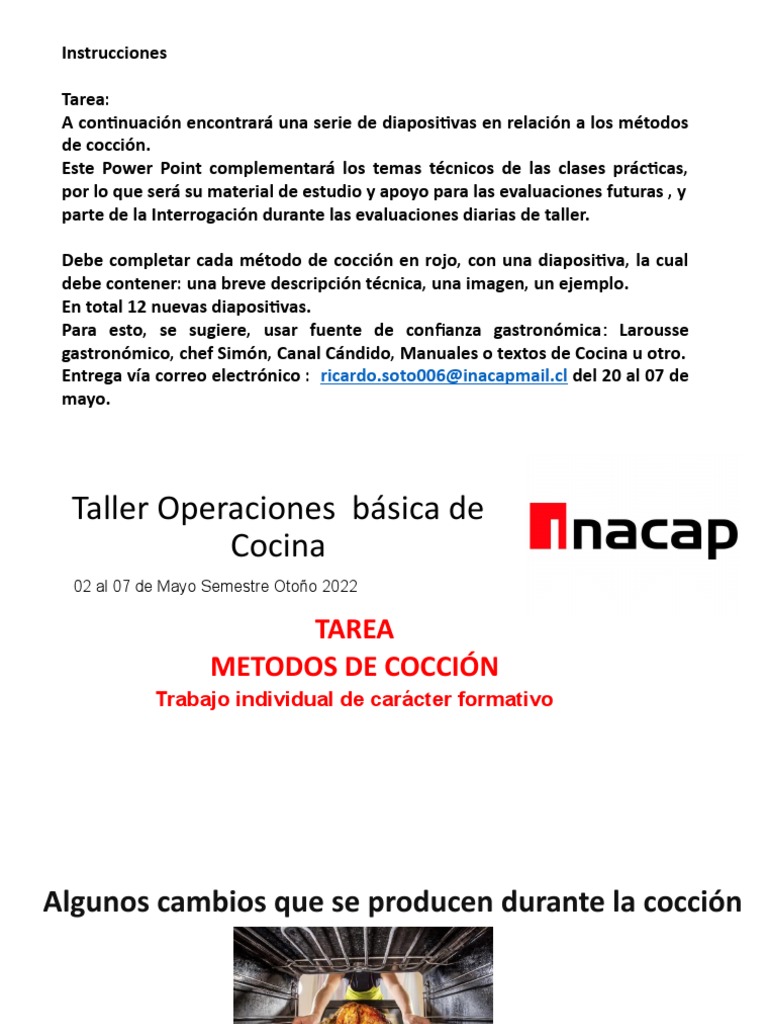 Metodos de Coccion Tarea Formativa | PDF | Cocinando | Hirviendo