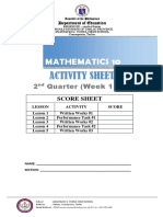 Mathematics 10 Activity Sheets and Score Sheet