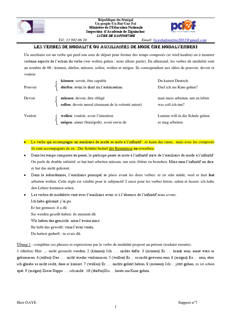 Les Verbes De Modalité En Français Pdf – AQAL
