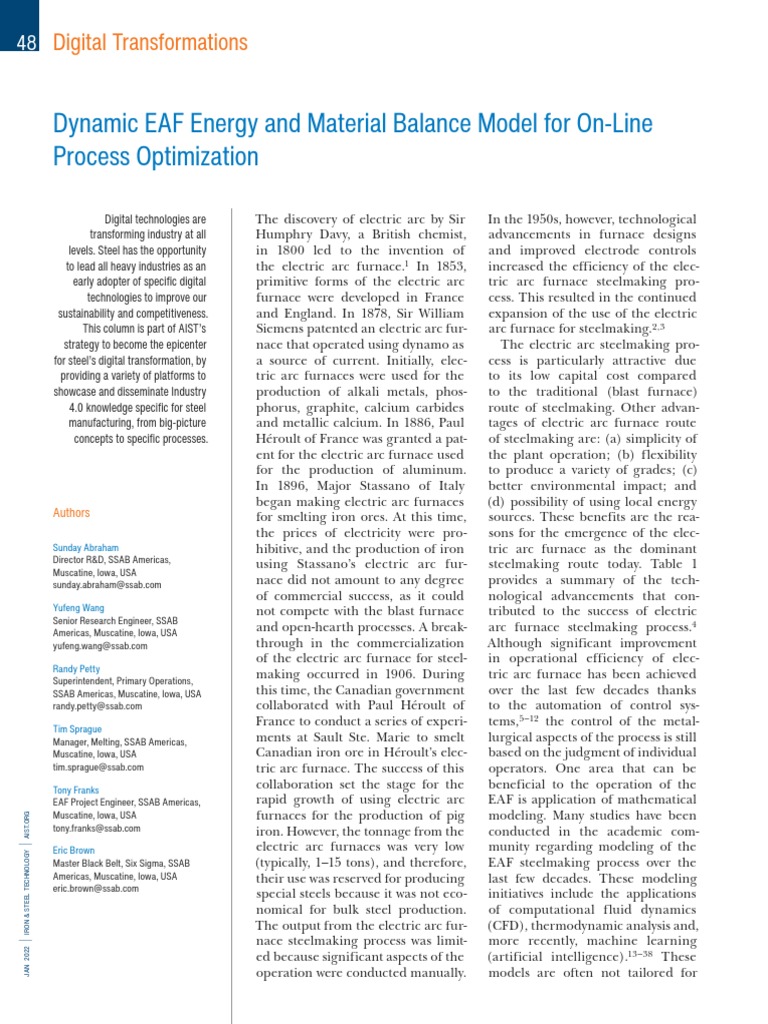 EAF Energy and Material Balance Model | PDF | Steelmaking | Combustion