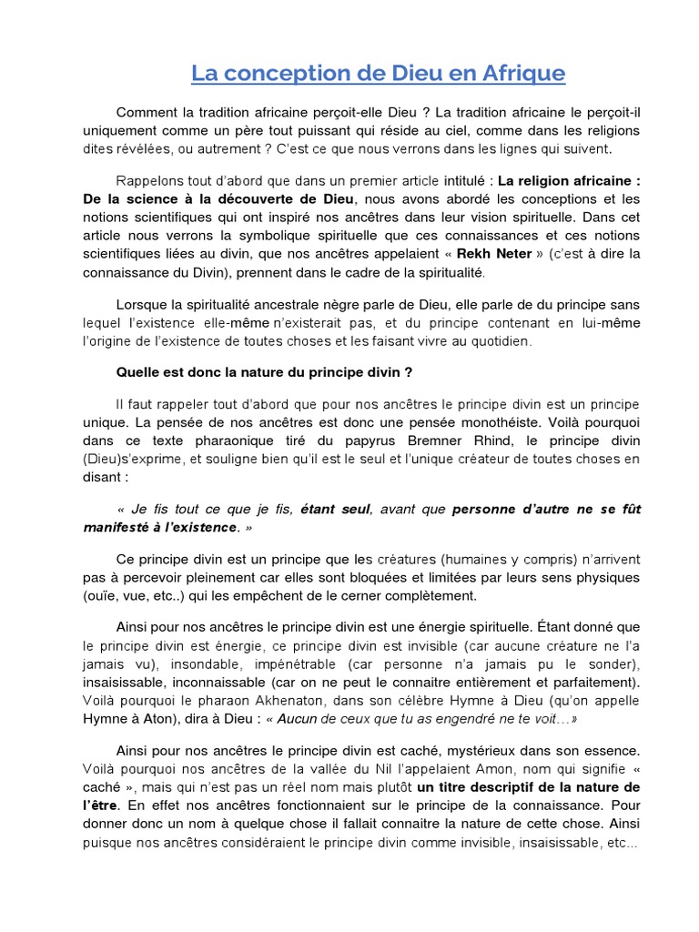 La nature du principe divin en Afrique | PDF | Dieu | Isis