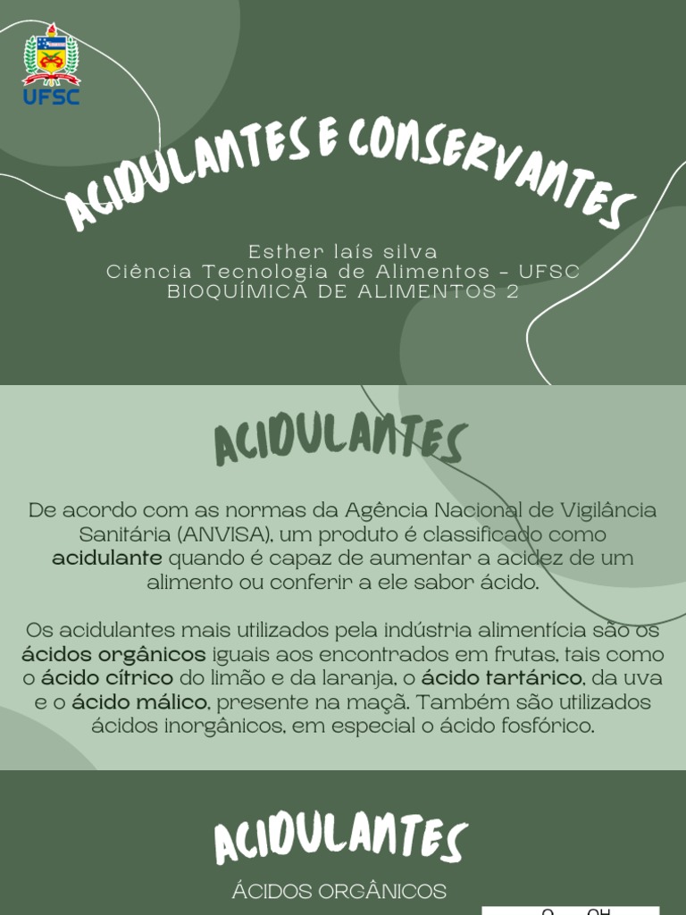 Acidulantes e Conservantes | PDF | Bebidas não alcoólicas | Enzima