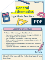 General Mathematics Week 7 8 - Logarithmic Functions